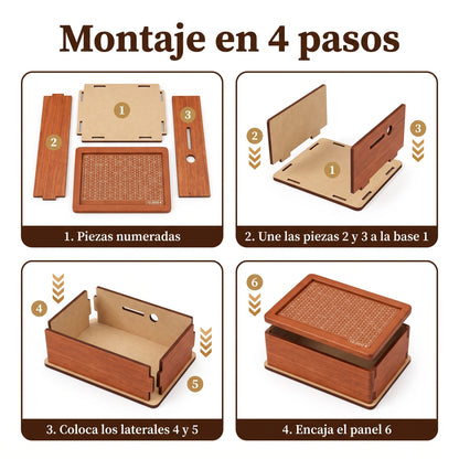 Hucha de madera con reto de ahorro 10.000 €